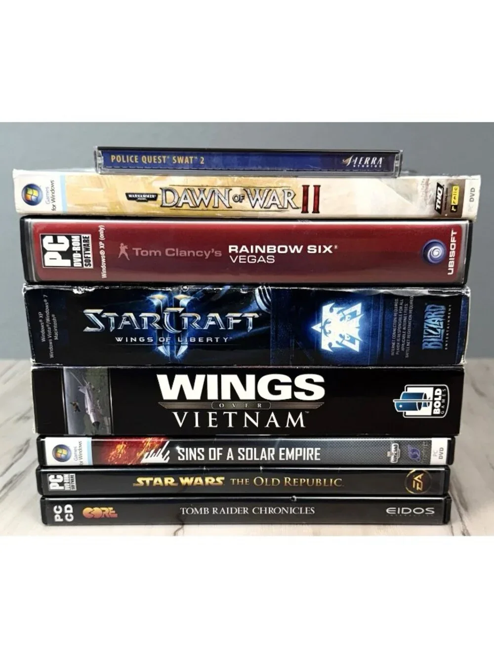 Lot 9 Windows PC Games Dawn of War Rainbow Six StarCraft Star Wars Swat 2 Wings